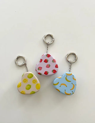 Tin case keyring heart fruit keychain key holder bag charm