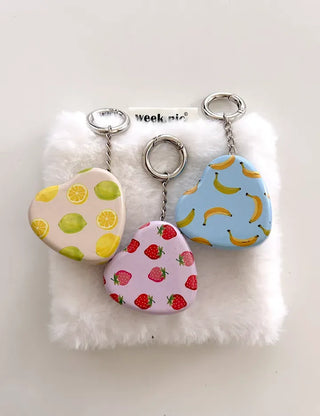 Tin case keyring heart fruit keychain key holder bag charm