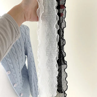 Lace Scarf Dot Frill Mini Muffler for Women