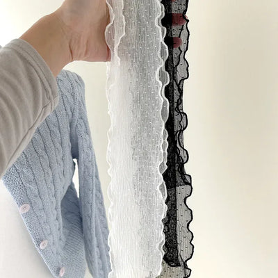 Lace Scarf Dot Frill Mini Muffler for Women