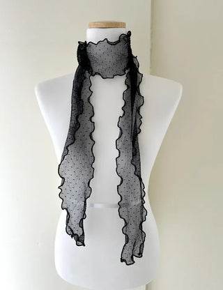 Lace Scarf Dot Frill Mini Muffler for Women