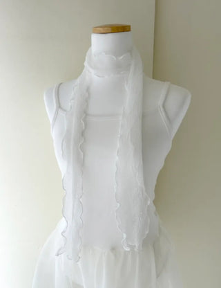 Lace Scarf Dot Frill Mini Muffler for Women