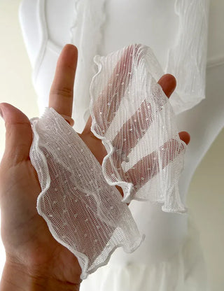 Lace Scarf Dot Frill Mini Muffler for Women