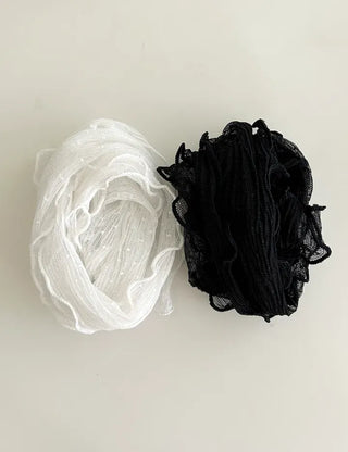 Lace Scarf Dot Frill Mini Muffler for Women