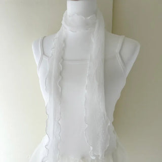 Lace Scarf Dot Frill Mini Muffler for Women
