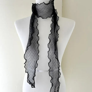 Lace Scarf Dot Frill Mini Muffler for Women