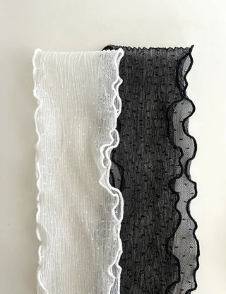 Lace Scarf Dot Frill Mini Muffler for Women