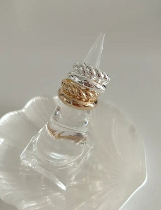 Rope Twist Bold Layered Metal Point Ring