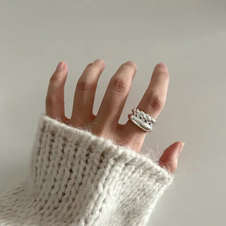 Rope Twist Bold Layered Metal Point Ring
