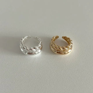Rope Twist Bold Layered Metal Point Ring