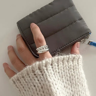 Rope Twist Bold Layered Metal Point Ring