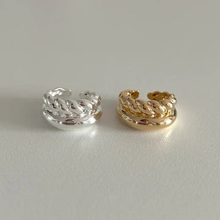 Rope Twist Bold Layered Metal Point Ring