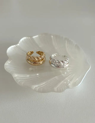 Rope Twist Bold Layered Metal Point Ring