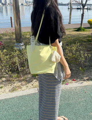 Striped Waffle Long Skirt Women's H-Line Elastic Skirt
