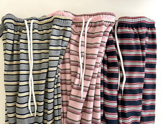 Striped Waffle Long Skirt Women's H-Line Elastic Skirt