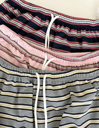 Striped Waffle Long Skirt Women's H-Line Elastic Skirt