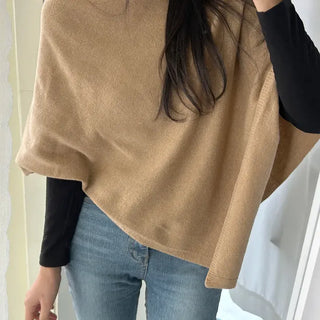 Knit cape shawl wool cardigan layered for wedding guest look