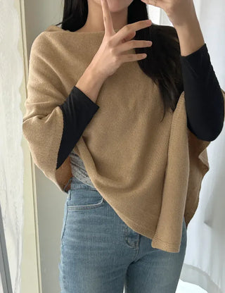 Knit cape shawl wool cardigan layered for wedding guest look