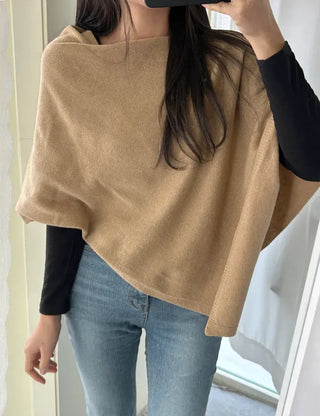 Knit cape shawl wool cardigan layered for wedding guest look