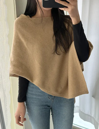 Knit cape shawl wool cardigan layered for wedding guest look