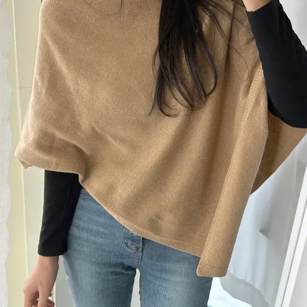 Knit cape shawl wool cardigan layered for wedding guest look