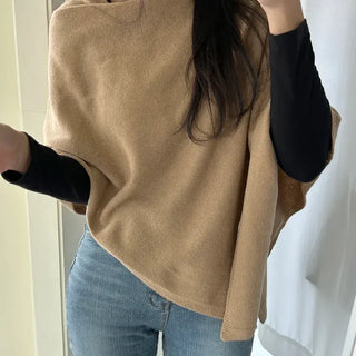 Knit cape shawl wool cardigan layered for wedding guest look
