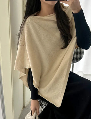 Knit cape shawl wool cardigan layered for wedding guest look