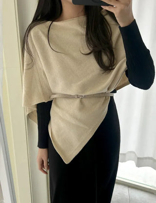 Knit cape shawl wool cardigan layered for wedding guest look