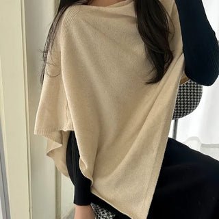 Knit cape shawl wool cardigan layered for wedding guest look