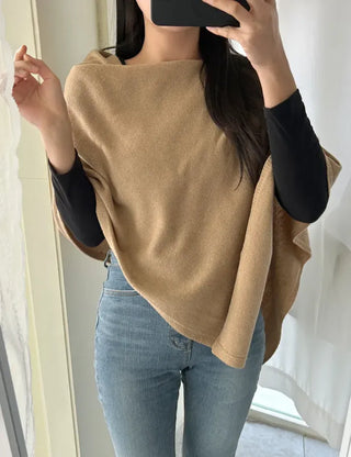Knit cape shawl wool cardigan layered for wedding guest look