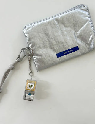 Pearl Keycap Keyring Pocket Ribbon Heart Keyholder Bag Charm