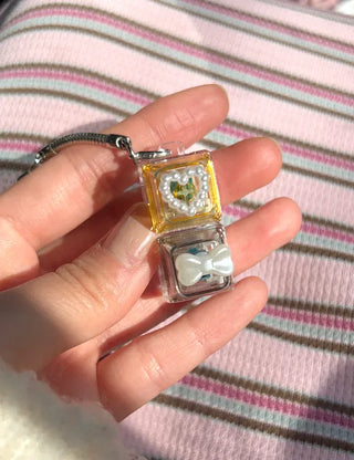 Pearl Keycap Keyring Pocket Ribbon Heart Keyholder Bag Charm