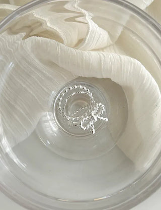 Rope ribbon ring set, silver ball thin rings, layered rings