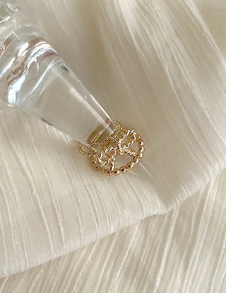 Rope ribbon ring set, silver ball thin rings, layered rings