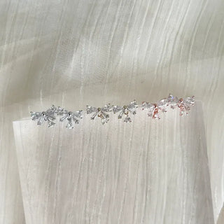 Crystal Ribbon Earrings Silver Post Drop Mini Earrings