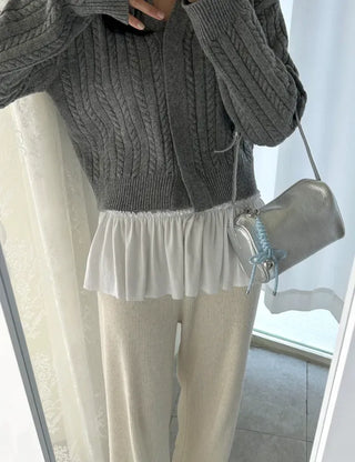Side-slit frill layered long inner strap tank top