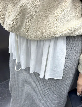 Side-slit frill layered long inner strap tank top