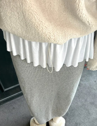 Side-slit frill layered long inner strap tank top