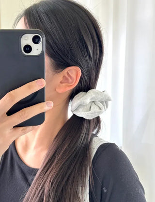 Punching ribbon scrunchie hair tie knit pastel spring