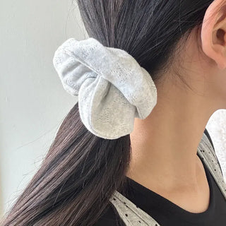 Punching ribbon scrunchie hair tie knit pastel spring
