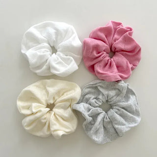 Punching ribbon scrunchie hair tie knit pastel spring