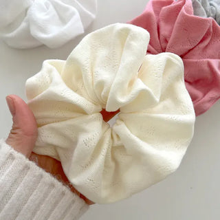 Punching ribbon scrunchie hair tie knit pastel spring