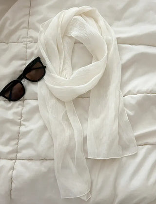 Spring pleated muffler pleated silk scarf see-through lace
