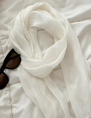 Spring pleated muffler pleated silk scarf see-through lace
