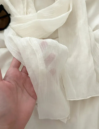 Spring pleated muffler pleated silk scarf see-through lace