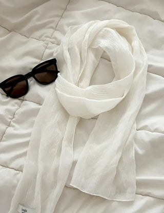 Spring pleated muffler pleated silk scarf see-through lace
