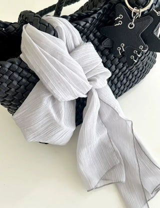 Spring pleated muffler pleated silk scarf see-through lace