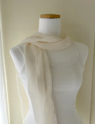 Spring pleated muffler pleated silk scarf see-through lace