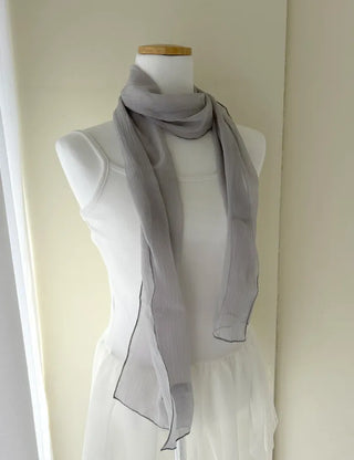 Spring pleated muffler pleated silk scarf see-through lace