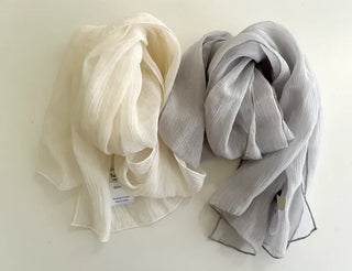 Spring pleated muffler pleated silk scarf see-through lace